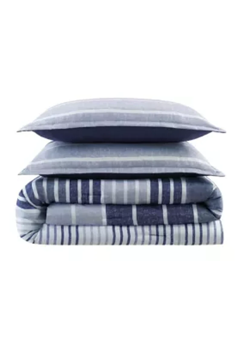 Simply Clean Conrad Variegated Stripe Antimicrobial  Comforter Set