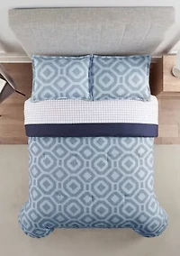 Simply Clean Skyler Textured Geometric Antimicrobial Complete Bedding Set with Sheets