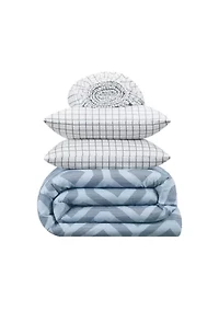 Simply Clean Skyler Textured Geometric Antimicrobial Complete Bedding Set with Sheets