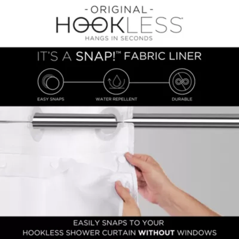 Hookless Jacquard Shower Curtain with Flex-on Rings and It's a Snap! Fabric Liner with Magnets, 71 In Wide x 74 In Long, Botanical Arboretum Print, Beige