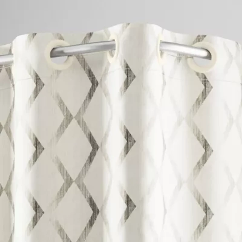 Hookless Faux Silk Shower Curtain with Flex-on Rings and It's a Snap! Fabric Liner with Magnets, 71 In Wide x 74 In Long, Diamond Ombre Print, Ivory