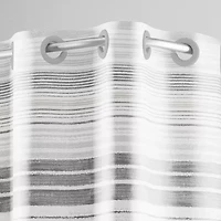 Hookless Faux Silk Shower Curtain with Flex-on Rings and It's a Snap! Fabric Liner with Magnets, 71 In Wide x 74 In Long, Stripe Print, Gray