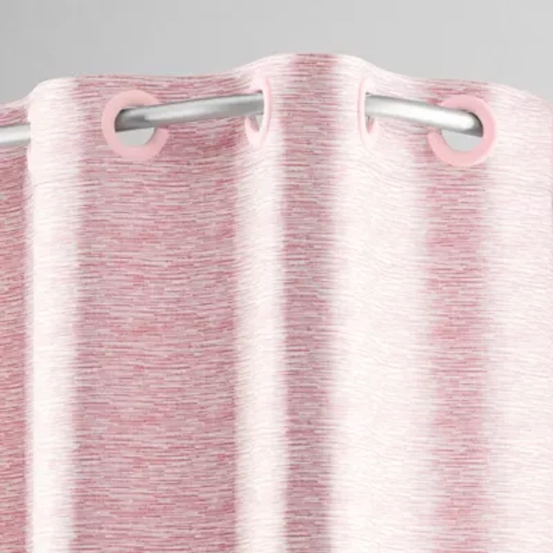 Hookless Faux Silk Shower Curtain with Flex-on Rings and It's a Snap! Fabric Liner with Magnets, 71 In Wide x 74 In Long, Heathered Texture, Pink