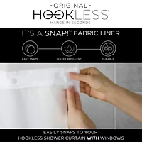 Hookless Waffle Shower Curtain, 3-in-1 Shower Curtain with Sheer Top Window and Flex-on Rings, It's a Snap! Fabric Liner with Magnets, 71 In Wide x 74 In Long