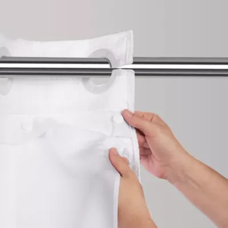 Hookless It's A Snap Shower Curtain Replacement Liner, Fabric Shower Curtain Liner with Magnets, Hookless Curtain with No Sheer Window, 70 In Wide x 69 In Long, White