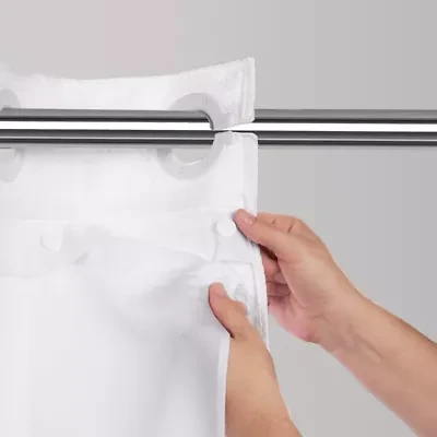Hookless It's A Snap Shower Curtain Replacement Liner, Fabric Shower Curtain Liner with Magnets, Hookless Curtain with No Sheer Window, 70 In Wide x 69 In Long, White