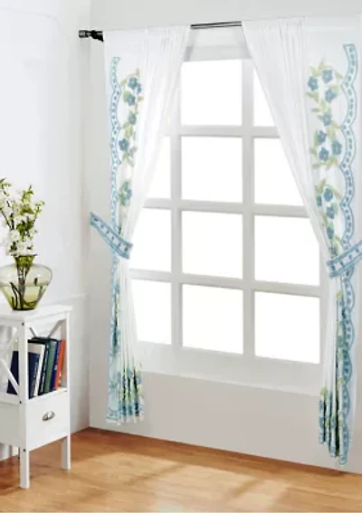 Bloomfield Collection Floral Design 100% Cotton Tufted Unique Luxurious Curtain Set