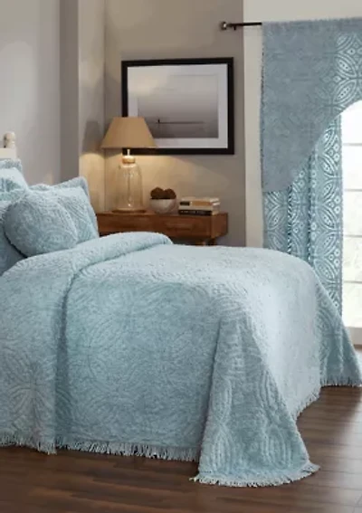 Wedding Ring Collection Loop Design 100% Cotton Tufted Unique Luxurious Machine Bedspread