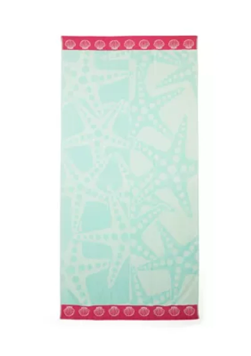 Starfish Turquoise Oversized Beach Towel