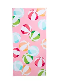 Pink Beach Ball Print Beach Towel
