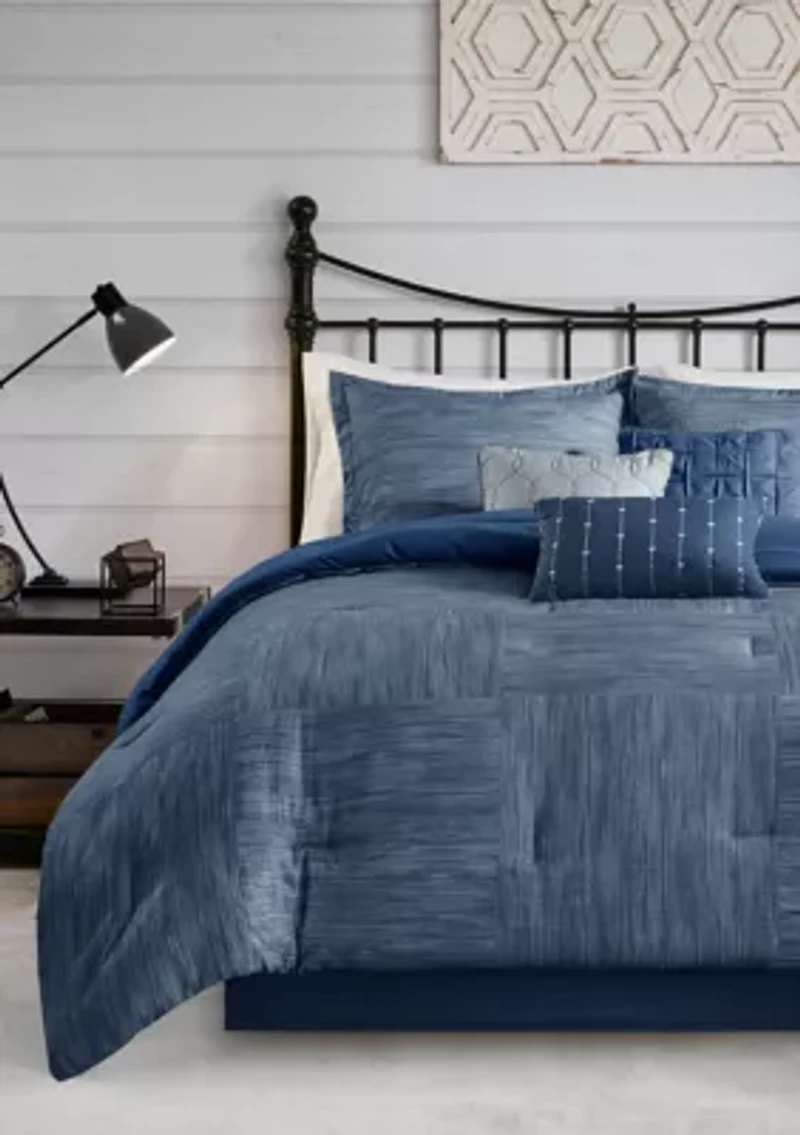 Walter 7 Piece Printed Seersucker Comforter Set