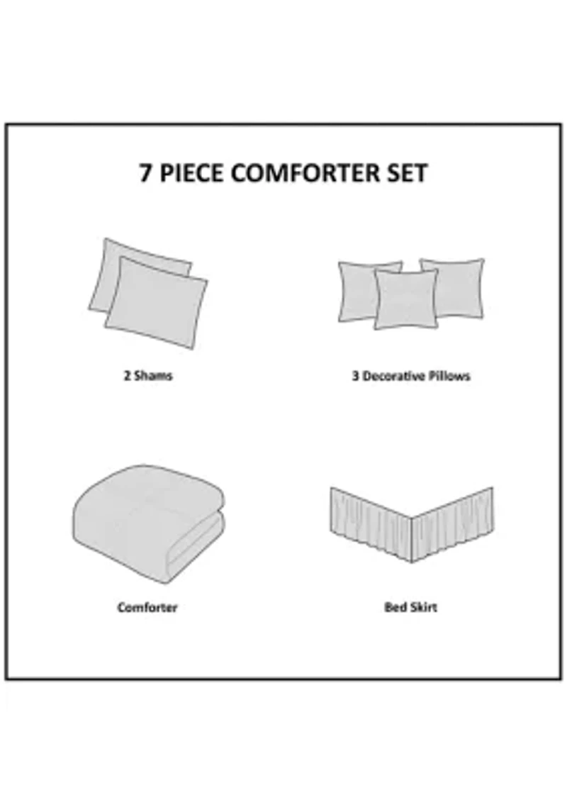 Walter 7 Piece Printed Seersucker Comforter Set