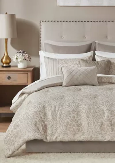 Emilia 12 Piece Jacquard Comforter Set with Bed Sheets