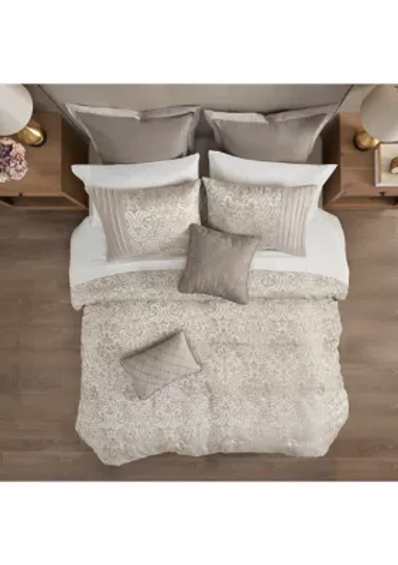 Emilia 12 Piece Jacquard Comforter Set with Bed Sheets