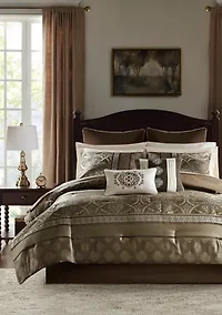 Zara 16 Piece Jacquard Complete Bedding Set with 2 Sheet Sets