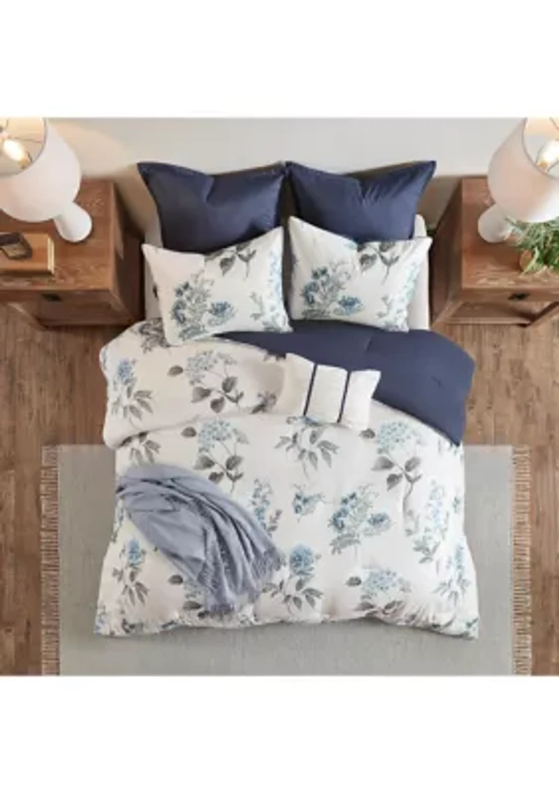 Zennia 7 Piece Printed Seersucker Comforter Set with Throw Blanket