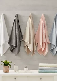 Spa Waffle Cotton Jacquard Antimicrobial Bath Towel 6 Piece Set