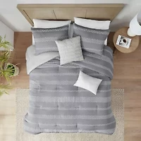 Drew 5 Piece Clipped Jacquard Comforter Set with Throw Pillows