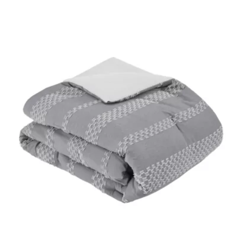 Drew 5 Piece Clipped Jacquard Comforter Set with Throw Pillows