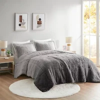 Brielle Ombre Shaggy Long Fur Comforter Mini Set