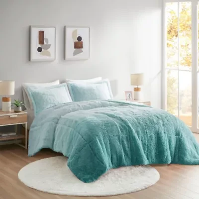 Brielle Ombre Shaggy Long Fur Comforter Mini Set