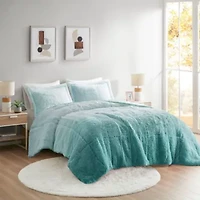 Brielle Ombre Shaggy Long Fur Comforter Mini Set