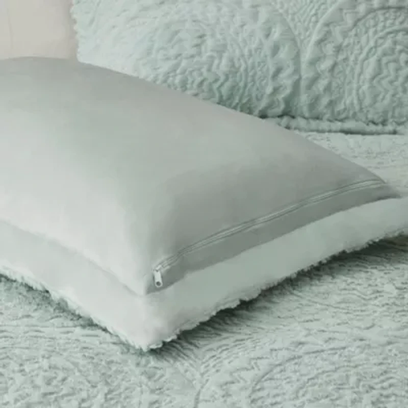 Arya Embroidered Medallion Faux Fur Ultra Plush Comforter Mini Set