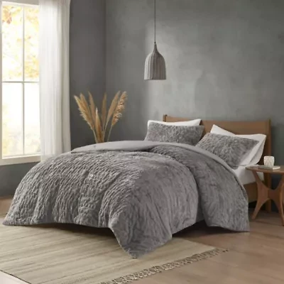 Blair Ruched Fur Down Alternative Comforter Set