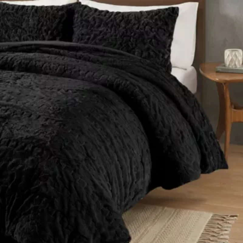 Blair Ruched Fur Down Alternative Comforter Set