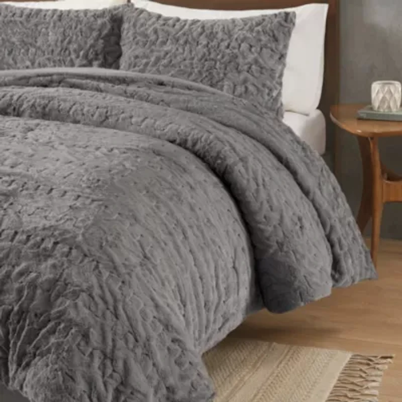 Blair Ruched Fur Down Alternative Comforter Set