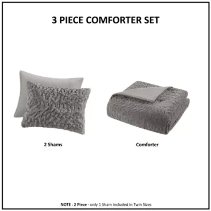 Blair Ruched Fur Down Alternative Comforter Set