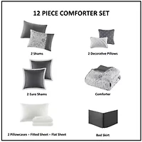 Emilia 12 Piece Jacquard Comforter Set with Bed Sheets