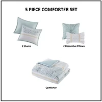 Caralie 5 Piece Seersucker Comforter Set with Throw Pillows