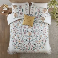 Gemma 4 Piece Floral Comforter Set with Throw Pillow