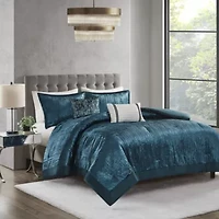 Lee 5 Piece Crinkle Velvet Comforter Set