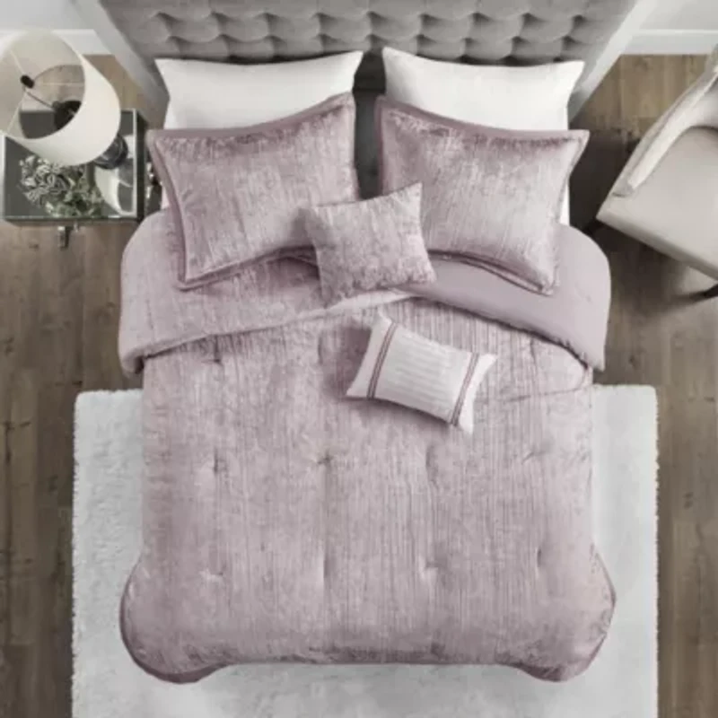 Lee 5 Piece Crinkle Velvet Comforter Set