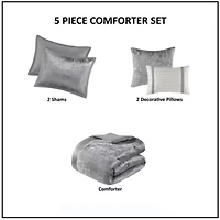Lee 5 Piece Crinkle Velvet Comforter Set