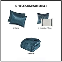 Lee 5 Piece Crinkle Velvet Comforter Set