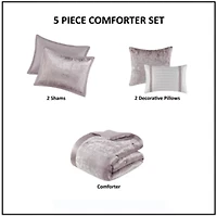 Lee 5 Piece Crinkle Velvet Comforter Set