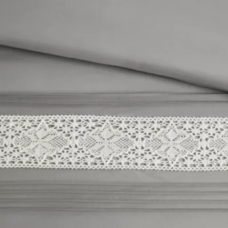 Lacey 7 Piece Lace Trim Comforter Set with Throw Pillows