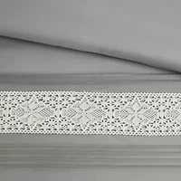 Lacey 7 Piece Lace Trim Comforter Set with Throw Pillows