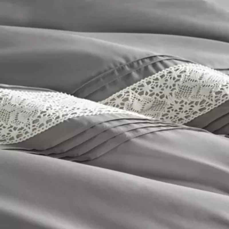 Lacey 7 Piece Lace Trim Comforter Set with Throw Pillows