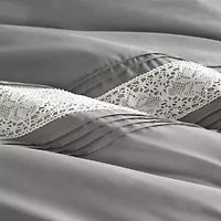 Lacey 7 Piece Lace Trim Comforter Set with Throw Pillows