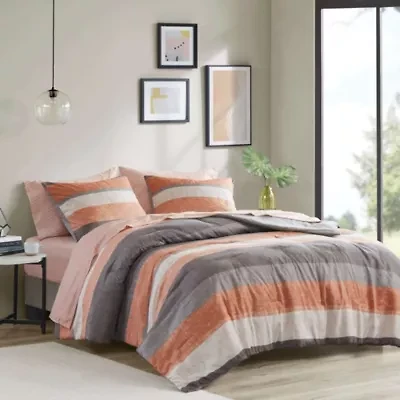 Jaxon Stripe Comforter Set with Bed Sheets