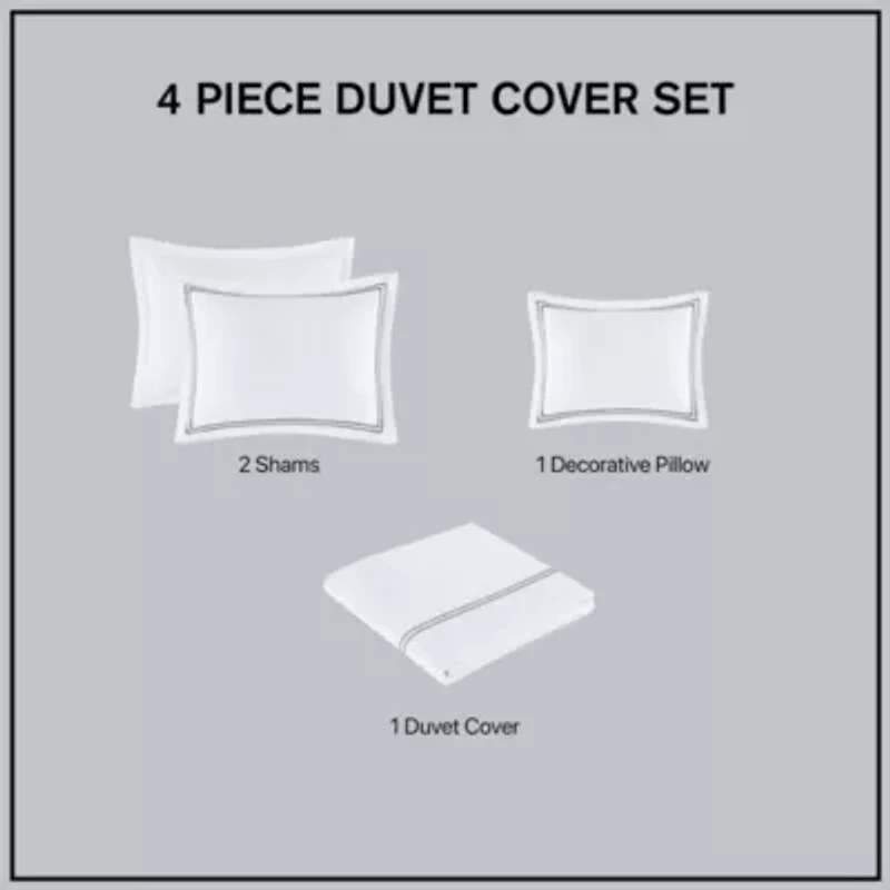 500 Thread Count Luxury Collection 100% Cotton Sateen Embroidered Duvet Cover Set