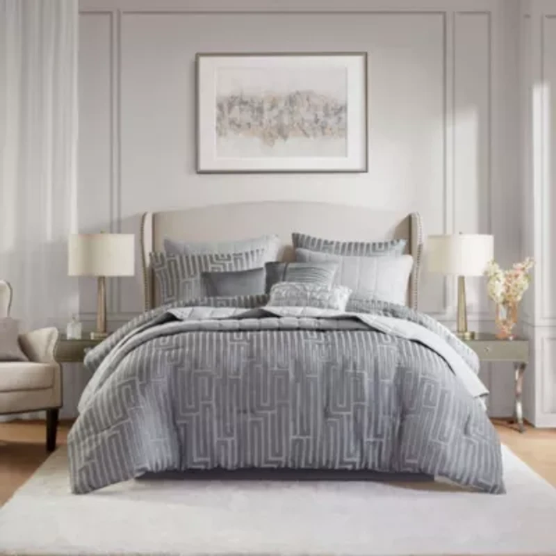 Royce 10 Piece Luxury Jacquard Comforter Set