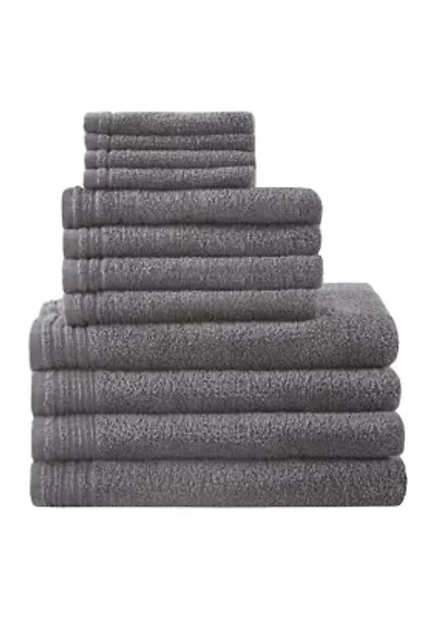 Big Bundle 100% Cotton Quick Dry 12 Piece Bath Towel Set
