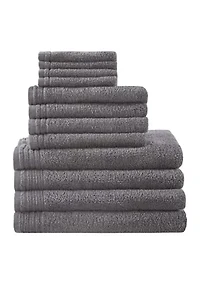Big Bundle 100% Cotton Quick Dry 12 Piece Bath Towel Set