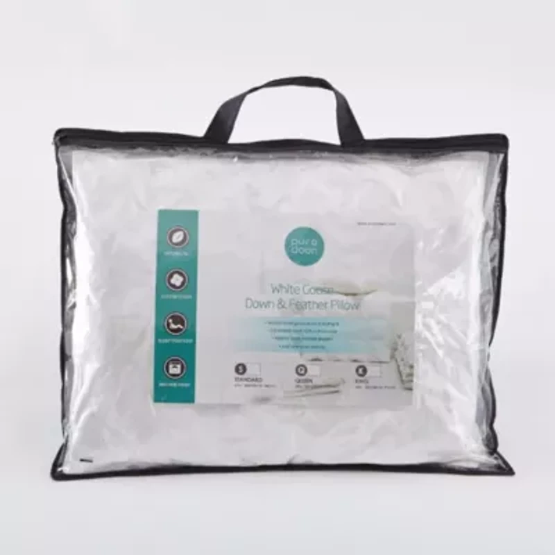 Puredown White Goose Feather and Down Pillow, Queen (Set of 2)
