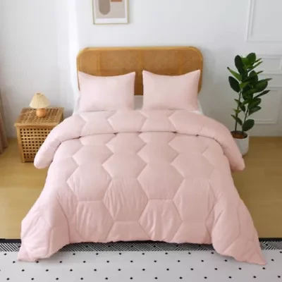 Better Style Home Microfiber Honeycomb Comforter Sets Full/Queen Light Blue